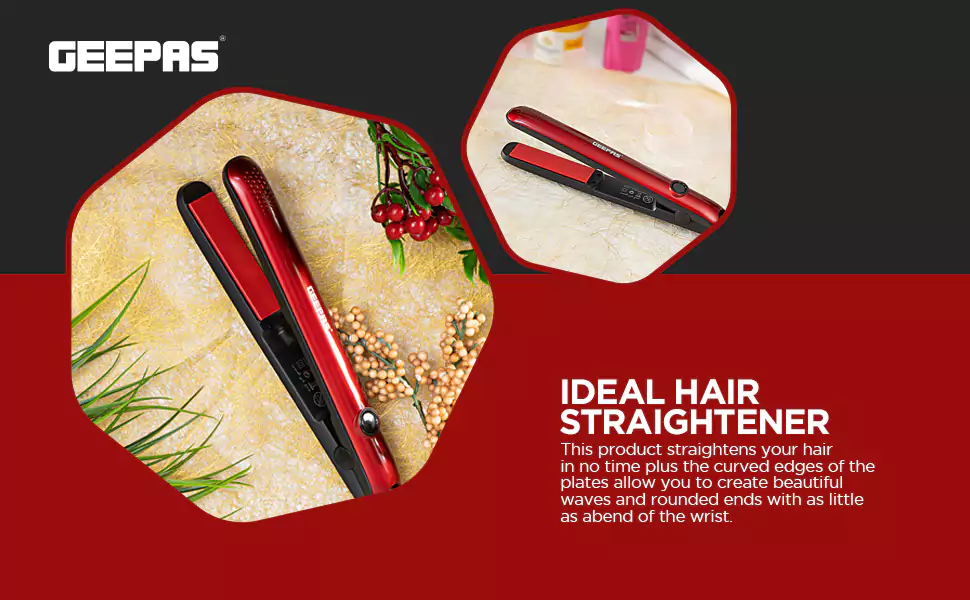 Geepas; Ceramic Hair Straitner;Red Color;GH8722